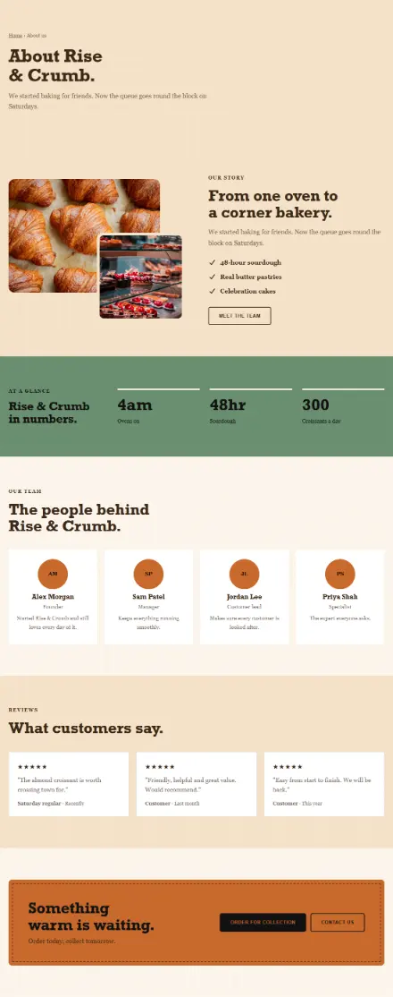 Screenshot of Bakery · About