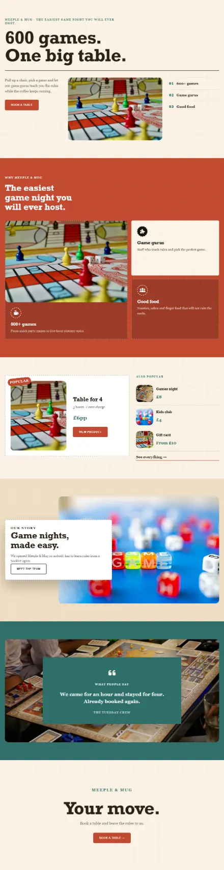 Screenshot of Boardgames · Home page