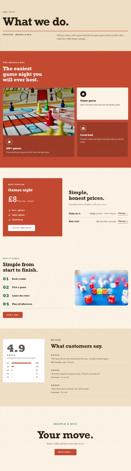 Screenshot of Boardgames · Services