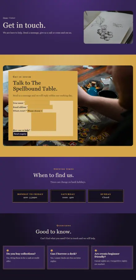 Screenshot of Cardgame · Contact
