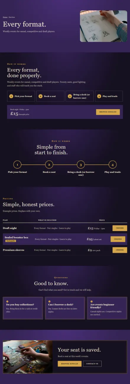 Screenshot of Cardgame · Service detail