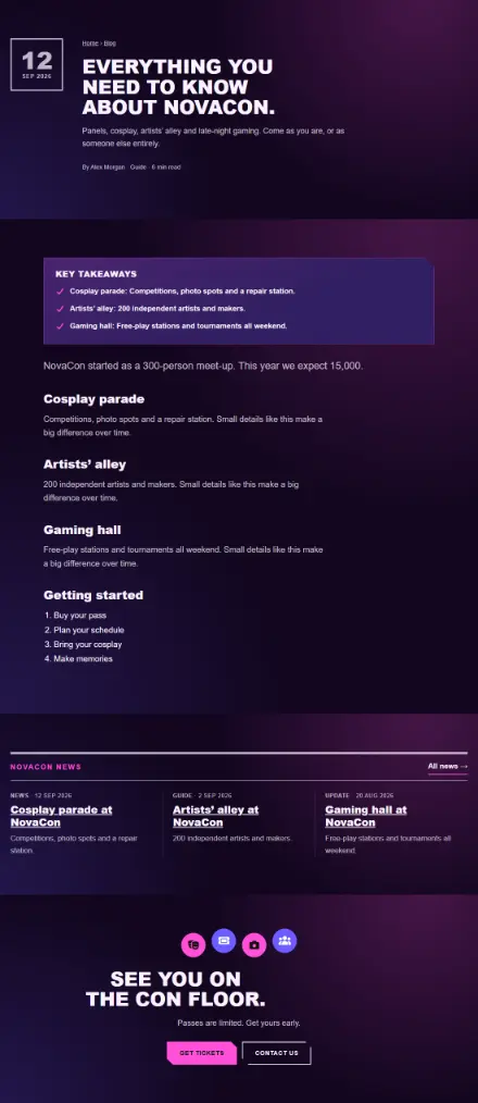 Screenshot of Convention · Article