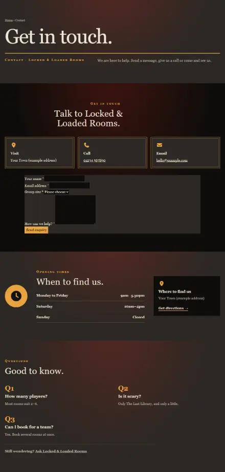 Screenshot of Escape · Contact