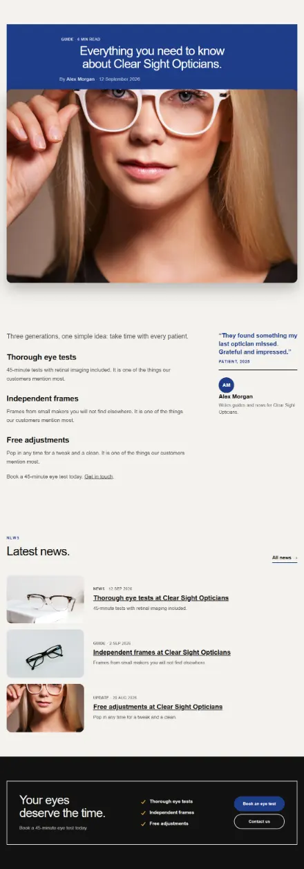 Screenshot of Optician · Article