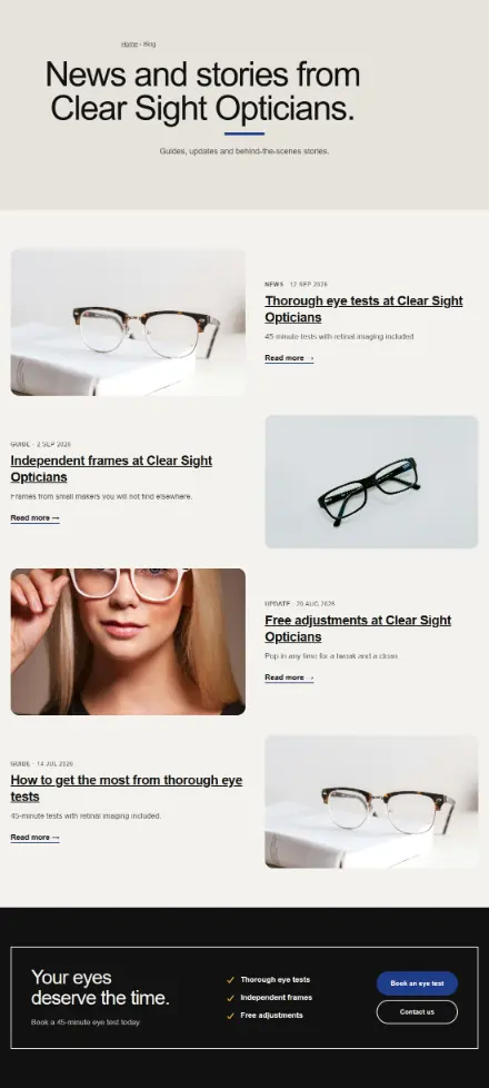 Screenshot of Optician · Blog