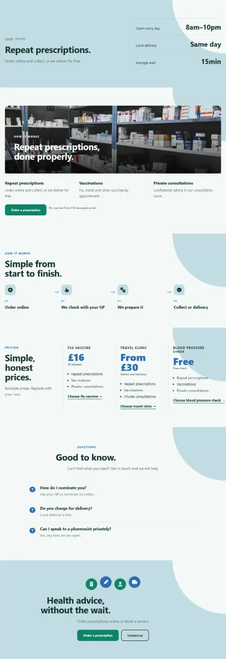 Screenshot of Pharmacy · Service detail