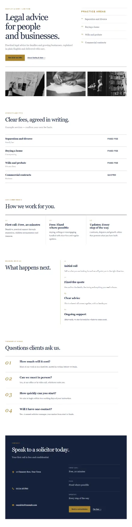 Screenshot of Counsel · Services