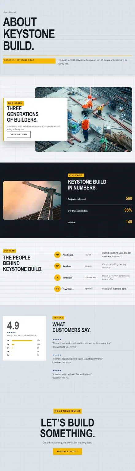 Screenshot of Construction · About