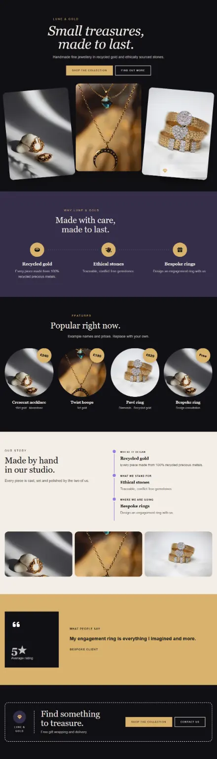 Screenshot of Jewellery · Home page
