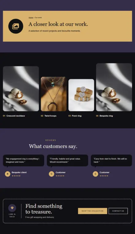 Screenshot of Jewellery · Portfolio