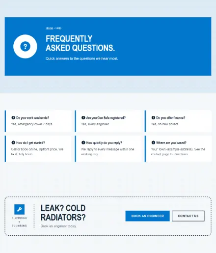 Screenshot of Plumbing · Questions & answers