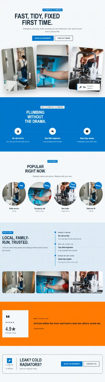 Screenshot of Plumbing · Home page
