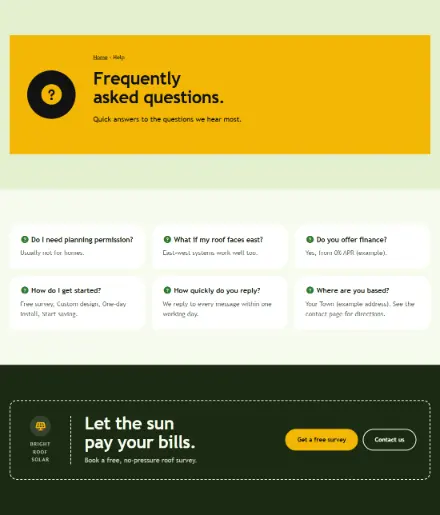 Screenshot of Solar · Questions & answers