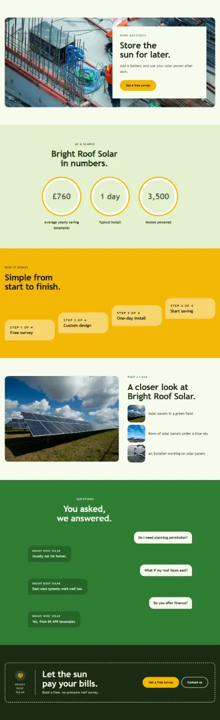 Screenshot of Solar · Feature page