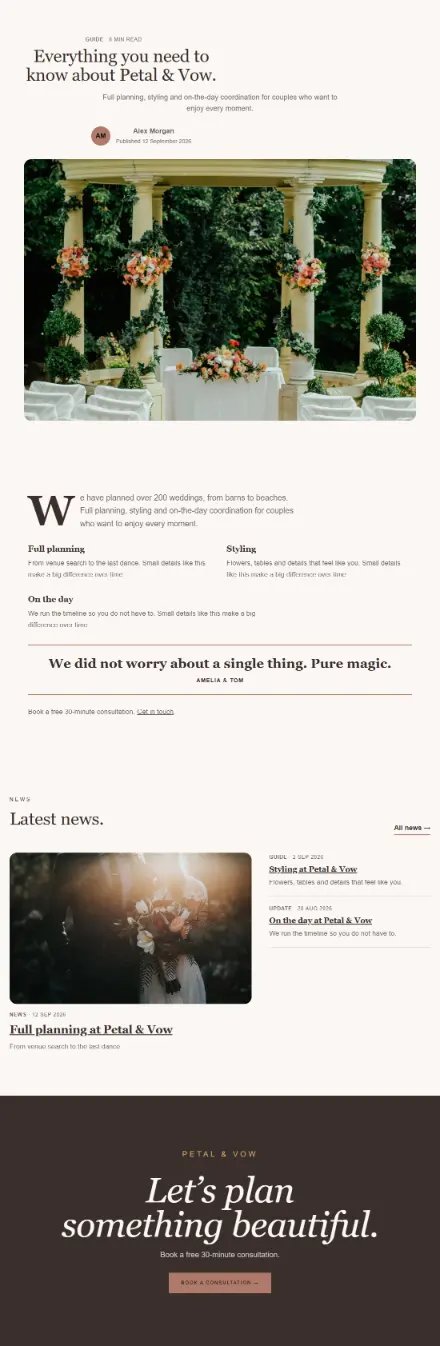 Screenshot of Wedding · Article