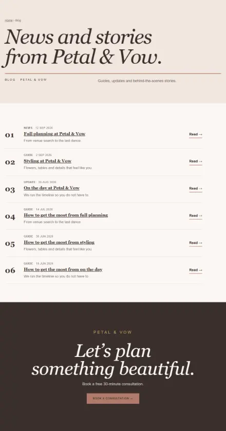 Screenshot of Wedding · Blog