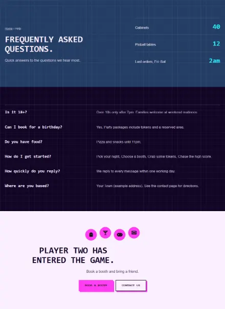 Screenshot of Arcade · Questions & answers