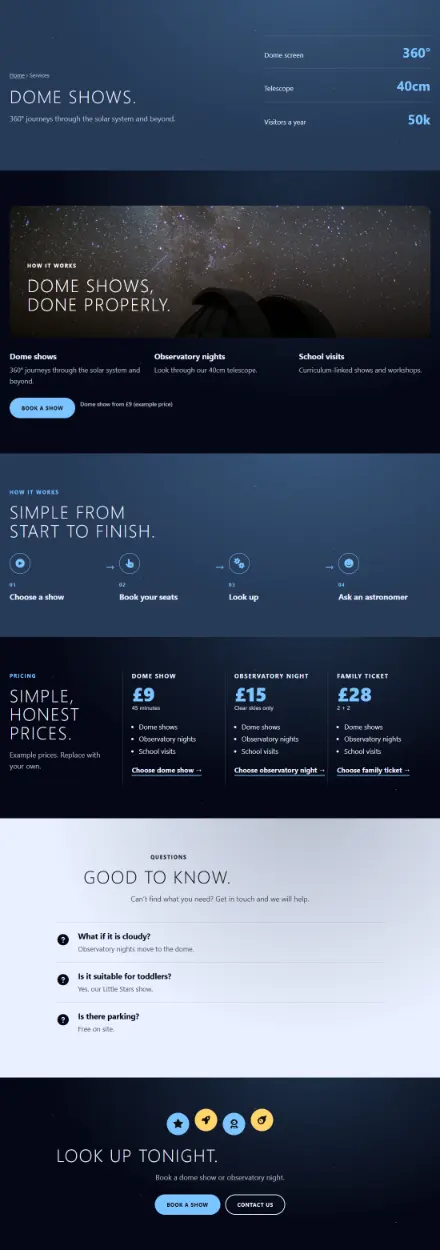 Screenshot of Astronomy · Service detail