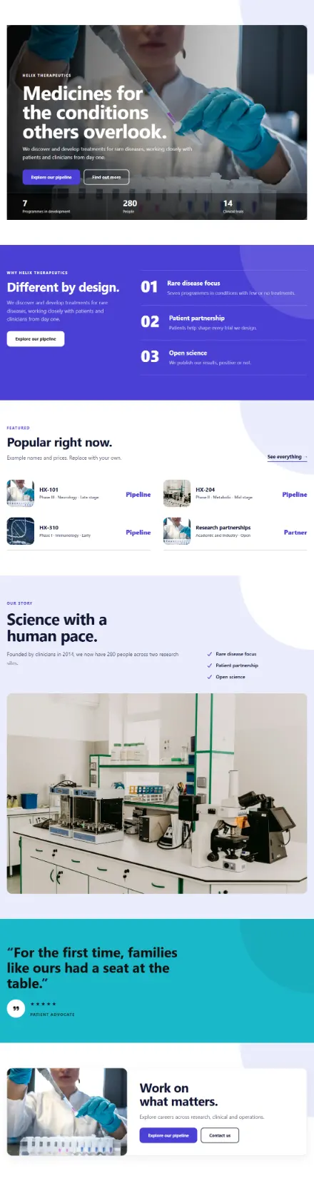 Screenshot of Biotech · Home page