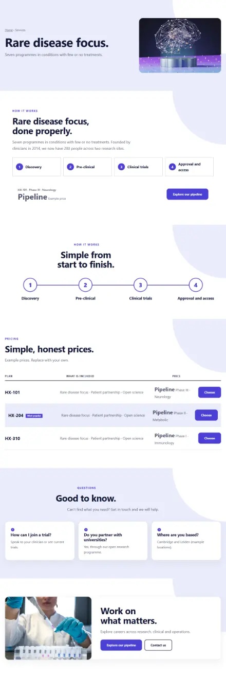 Screenshot of Biotech · Service detail