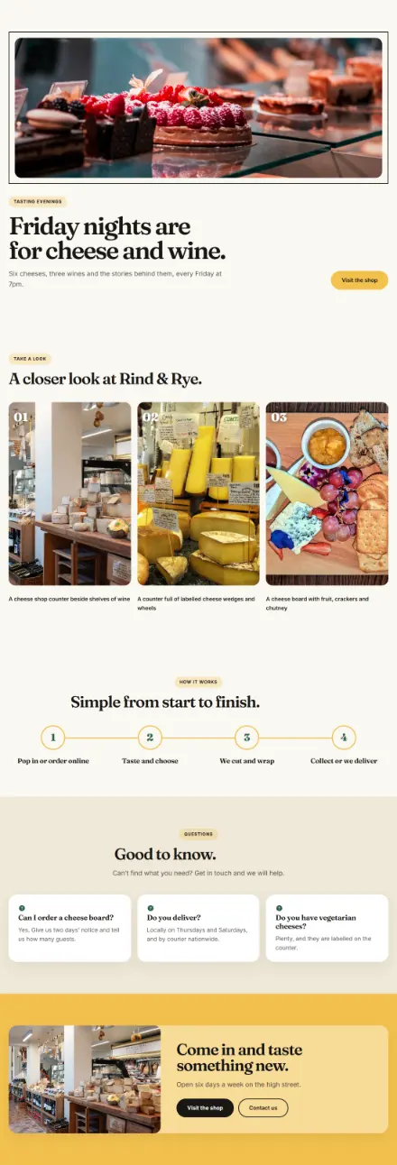 Screenshot of Cheeseshop · Feature page