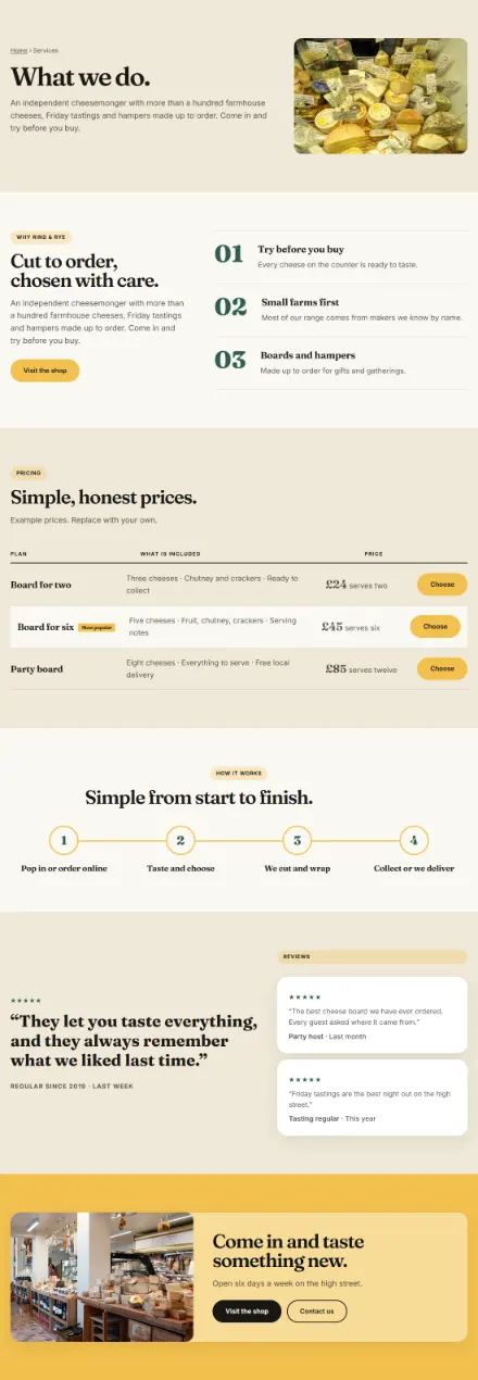 Screenshot of Cheeseshop · Services