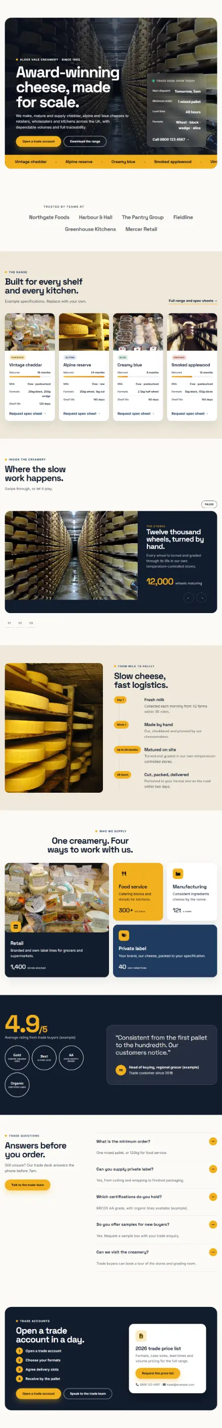 Screenshot of Creamery · Home page