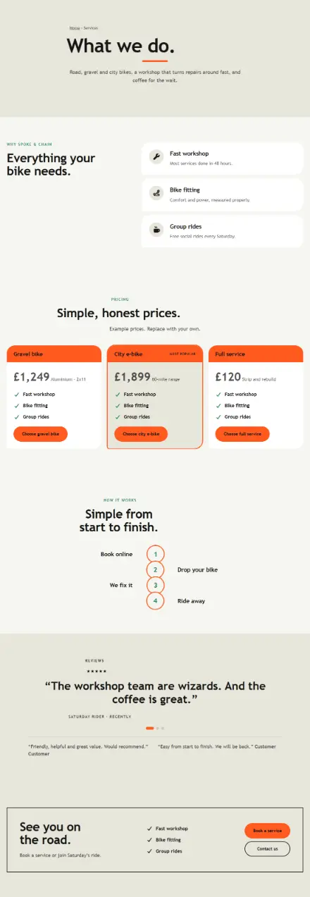 Screenshot of Cycling · Services