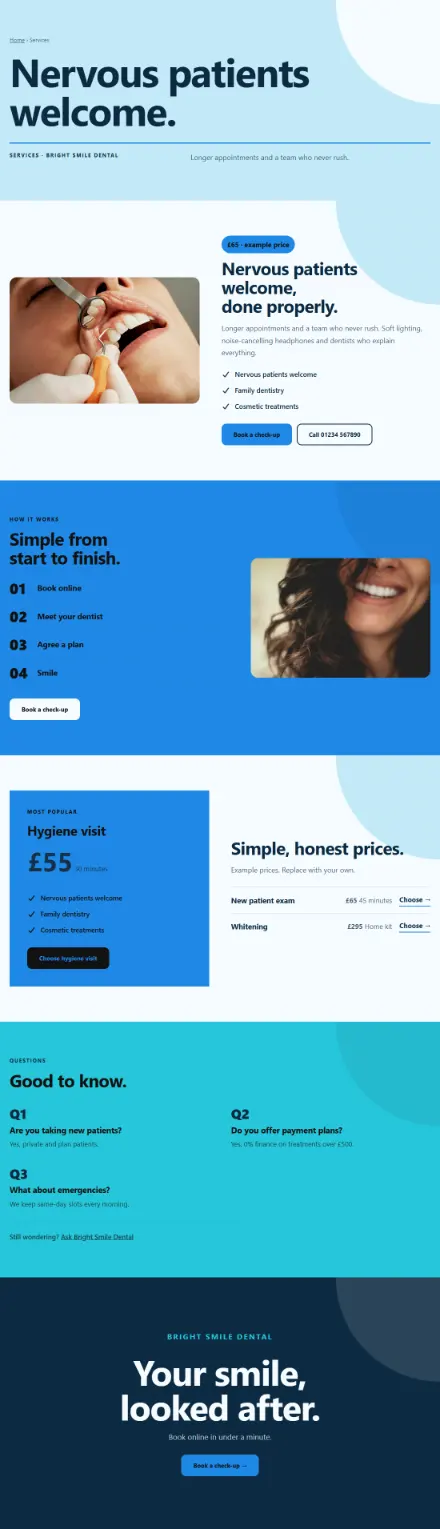 Screenshot of Dentist · Service detail