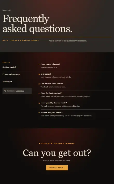 Screenshot of Escape · Questions & answers