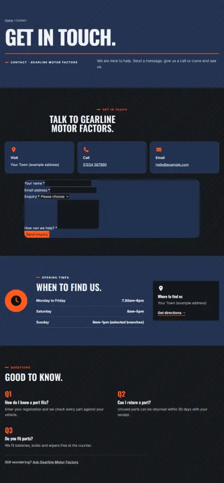 Screenshot of Motor · Contact