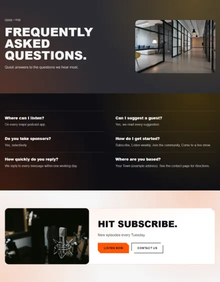 Screenshot of Podcast · Questions & answers