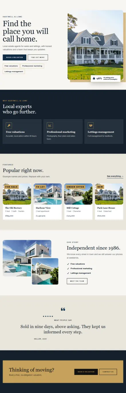 Screenshot of Property · Home page