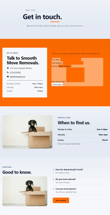 Screenshot of Removals · Contact