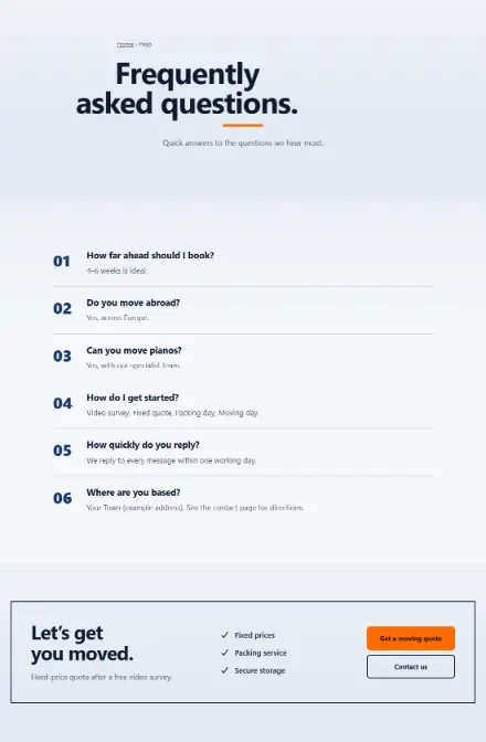 Screenshot of Removals · Questions & answers