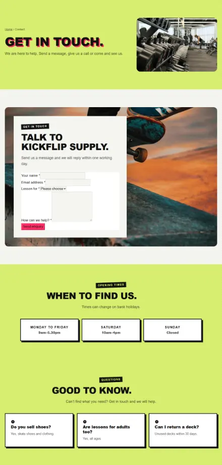 Screenshot of Skate · Contact