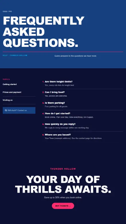 Screenshot of Themepark · Questions & answers