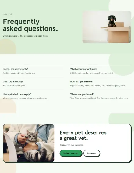 Screenshot of Vet · Questions & answers