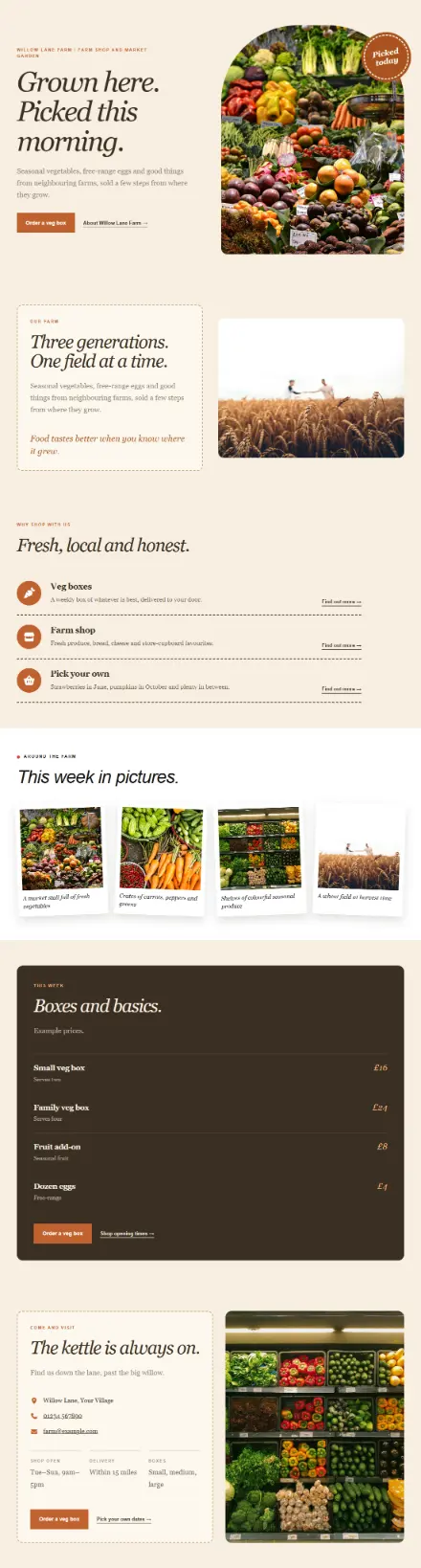 Screenshot of Farmhouse · Home page