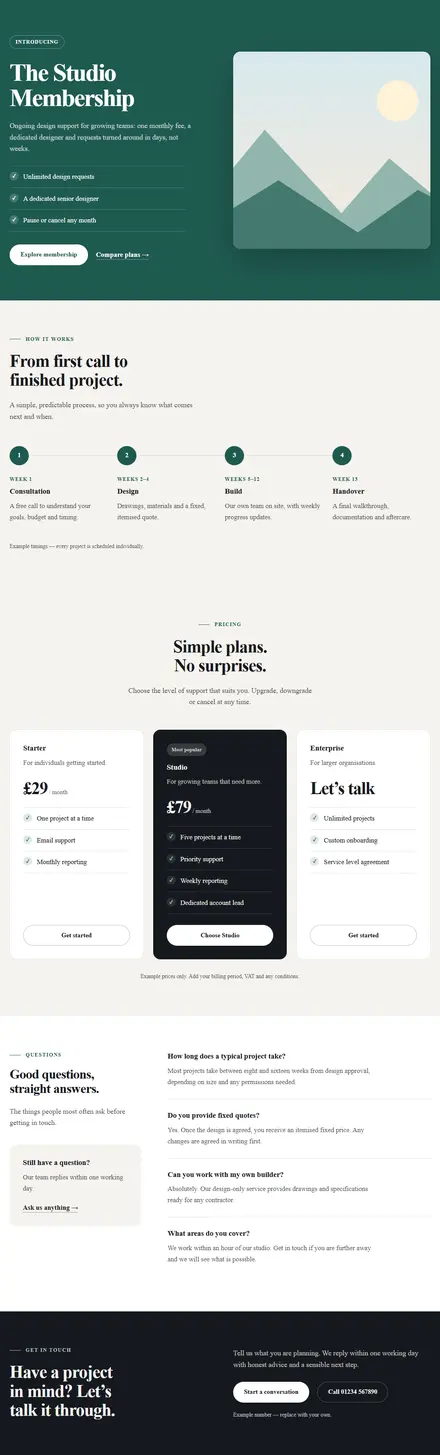 Screenshot of Classic · Landing page