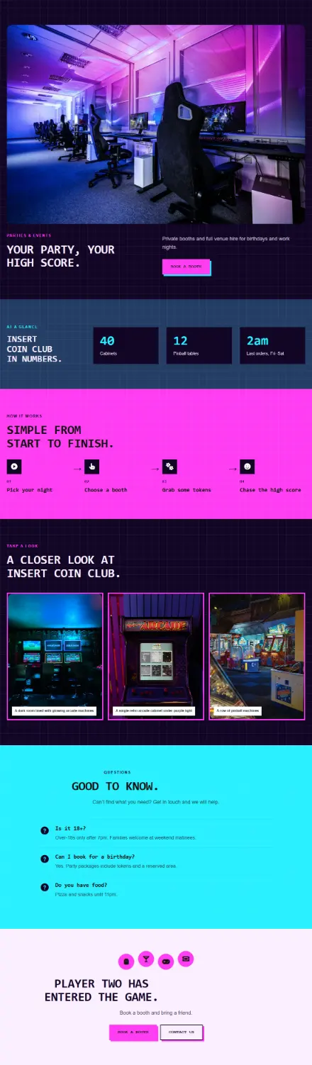 Screenshot of Arcade · Feature page