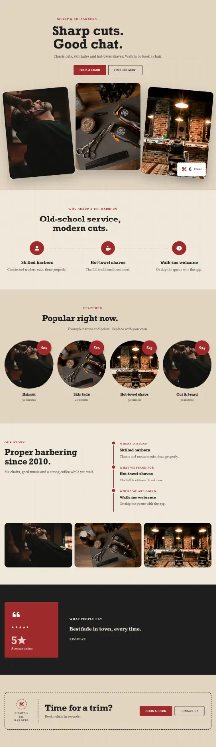 Screenshot of Barber · Home page