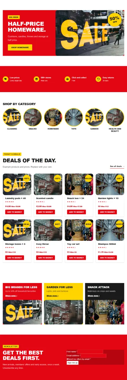 Screenshot of Bargain · Home page