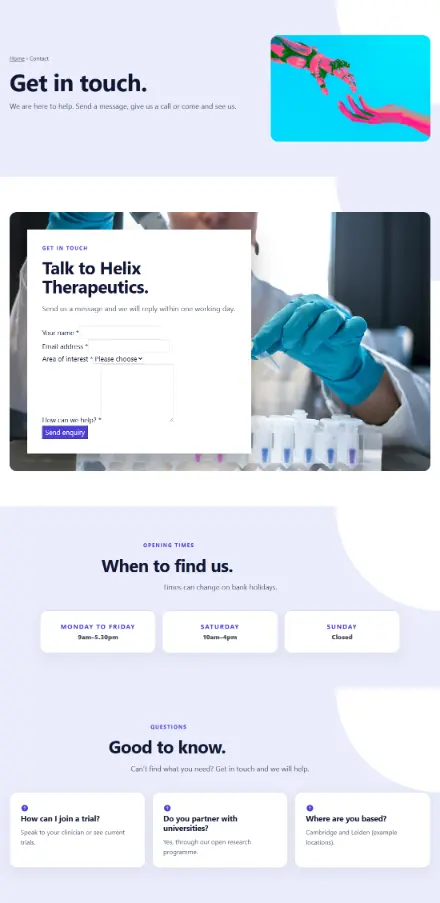 Screenshot of Biotech · Contact