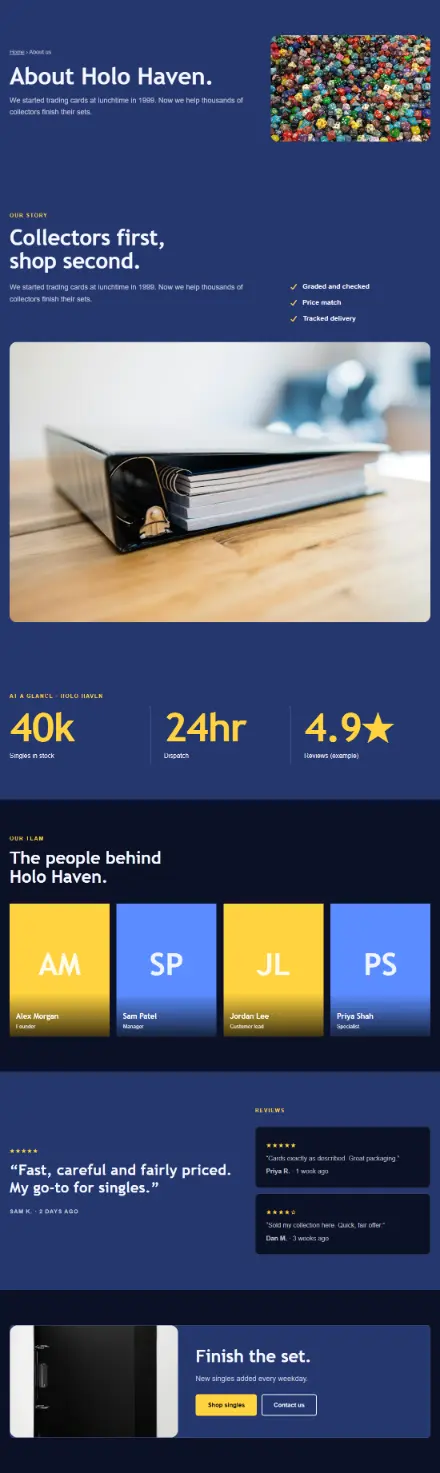 Screenshot of Cardshop · About