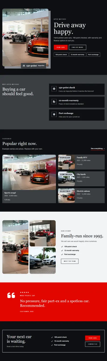 Screenshot of Cars · Home page