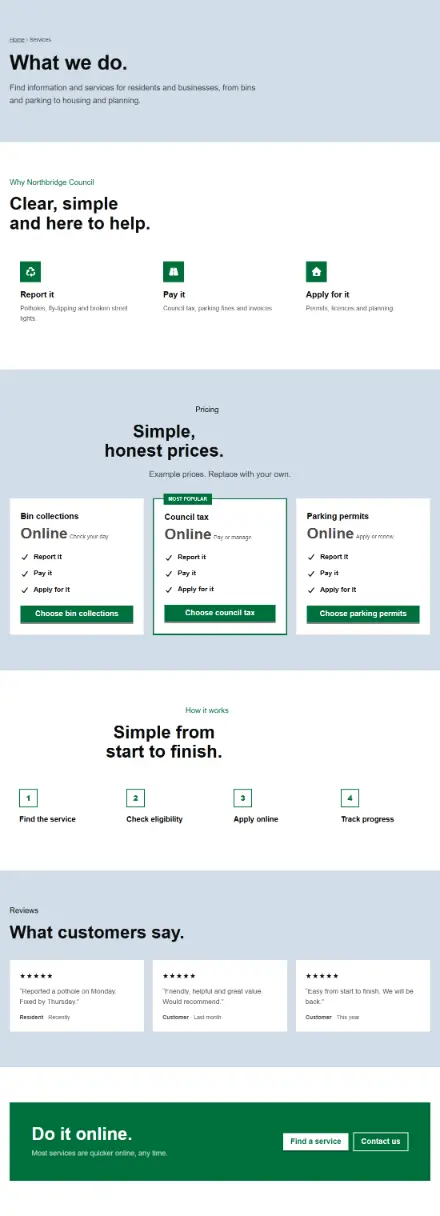 Screenshot of Civic · Services