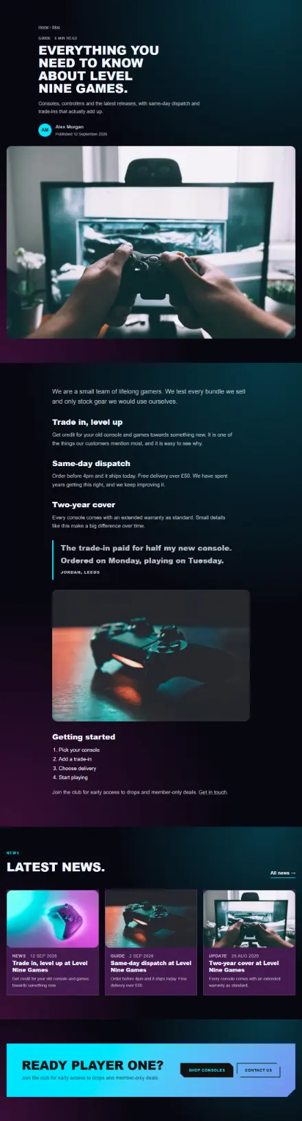 Screenshot of Console · Article