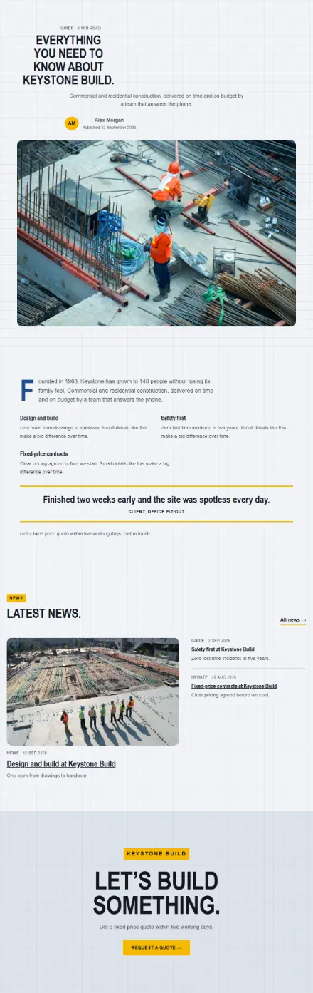 Screenshot of Construction · Article
