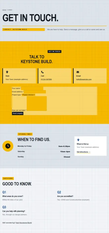 Screenshot of Construction · Contact